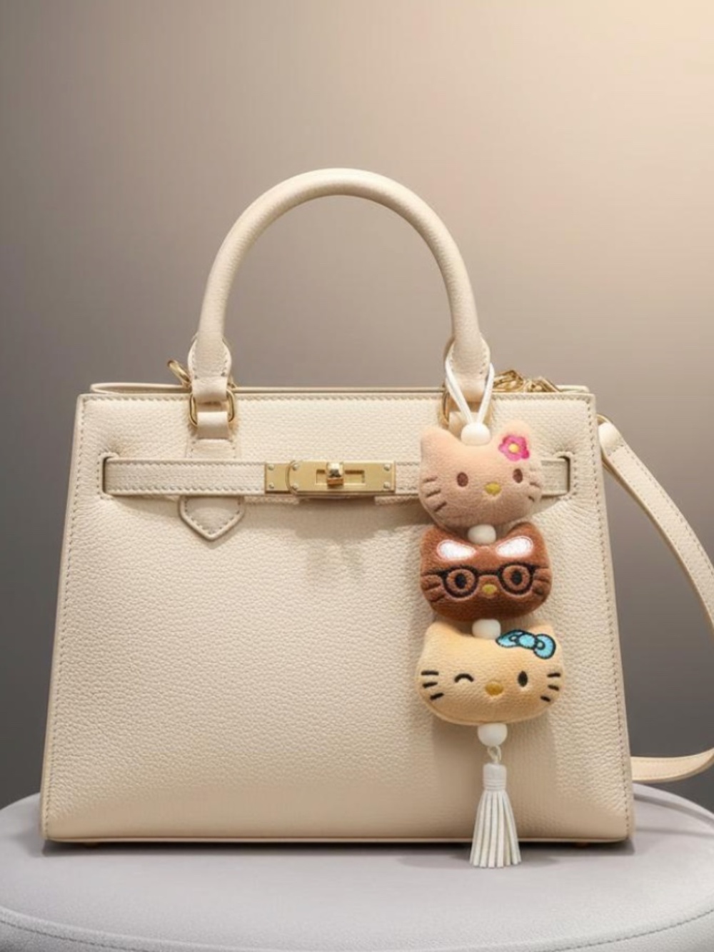 Hello Kitty Kawaii Beaded Bag Charm & Keychain
